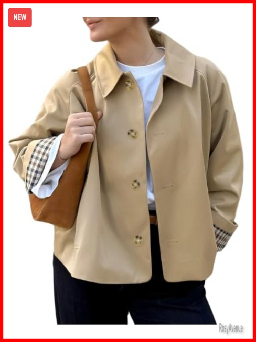 Cropped Trench Coat Single Breasted Lightweight Fall Jacket